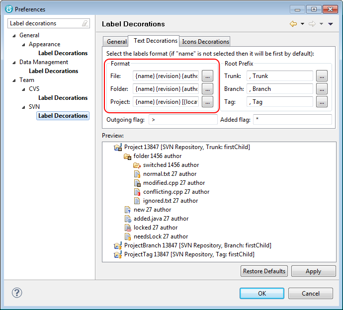 SVN Text Decorations