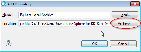 RDi: Install, Add Archive Button