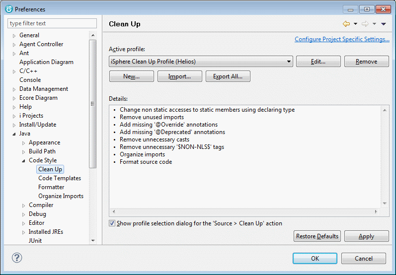 Set up the cleanup profile