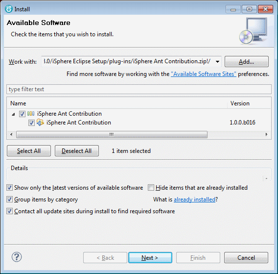 Install iSphere Ant Contribution