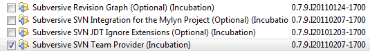 Select the Subversive SVN Team Provider